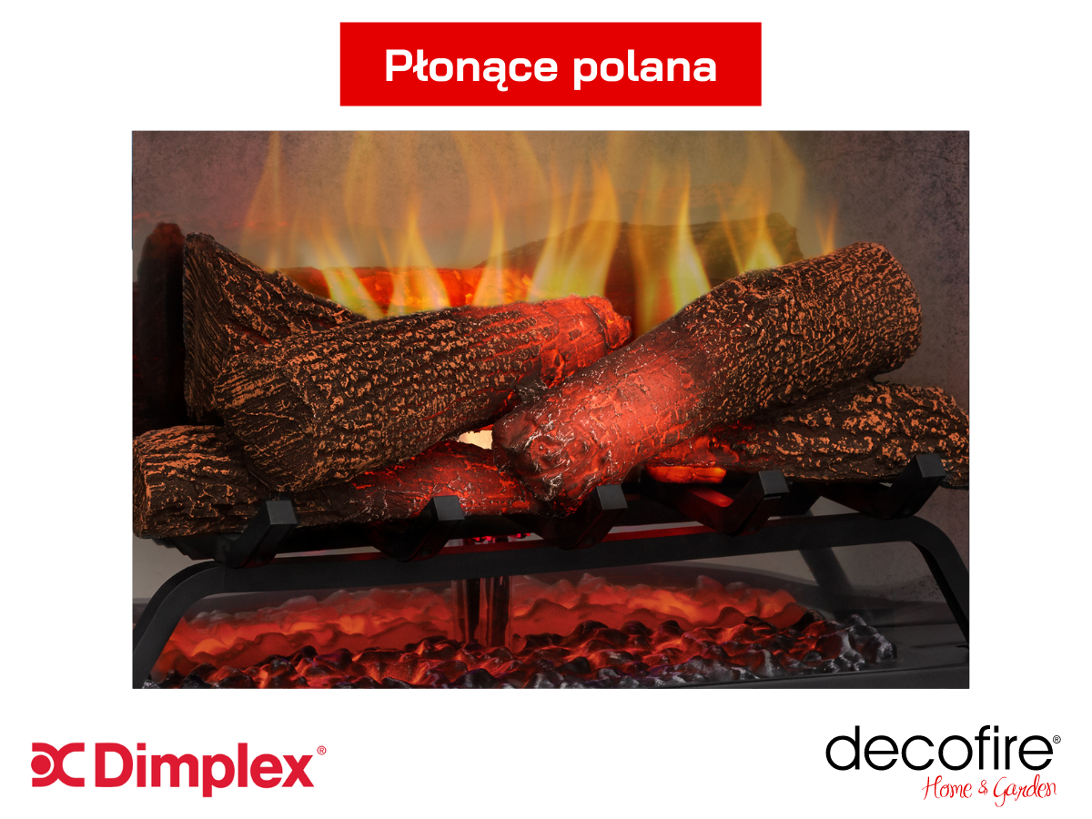 Płonące polana w kominku elektrycznym Dimplex Sherwood