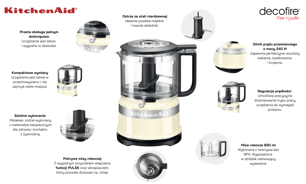 Malakser MINI 0,8 l Almond Cream KitchenAid (5KFC3516EAC)