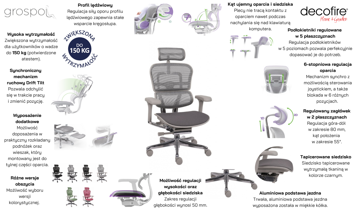 Grospol Fotel biurowy Ergohuman 2 Elite GT Grey