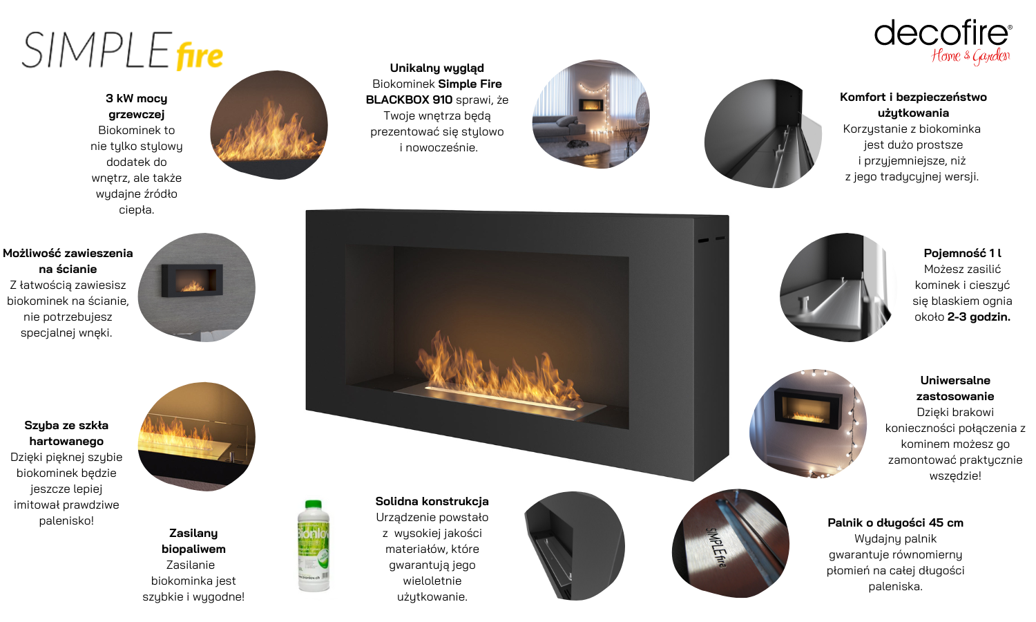 Biokominek wiszący Simple Fire BLACKBOX 910