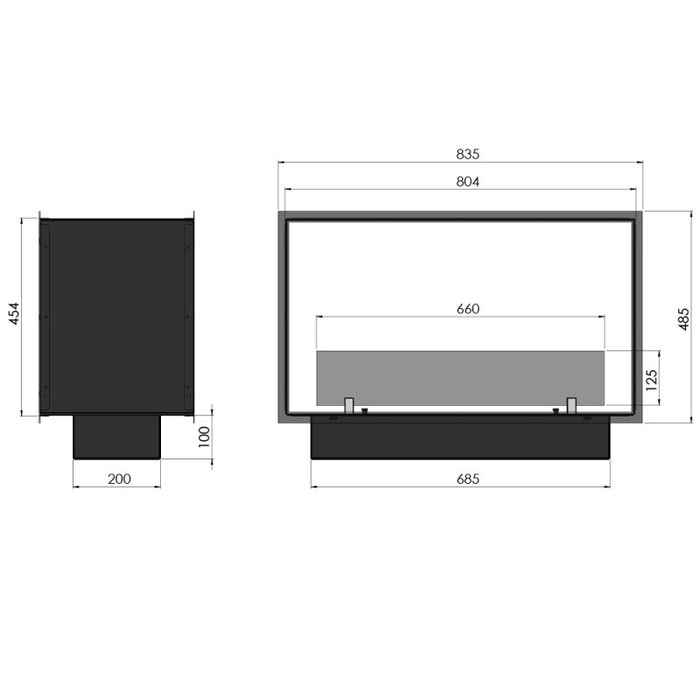 Biokominek do zabudowy Infire 2Side 800 Slim Slim Line