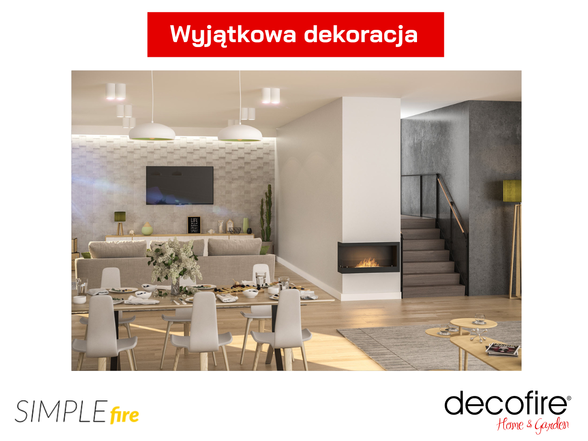 Biokominek narożny Simple Fire CORNER 900L dekoracja w salonie