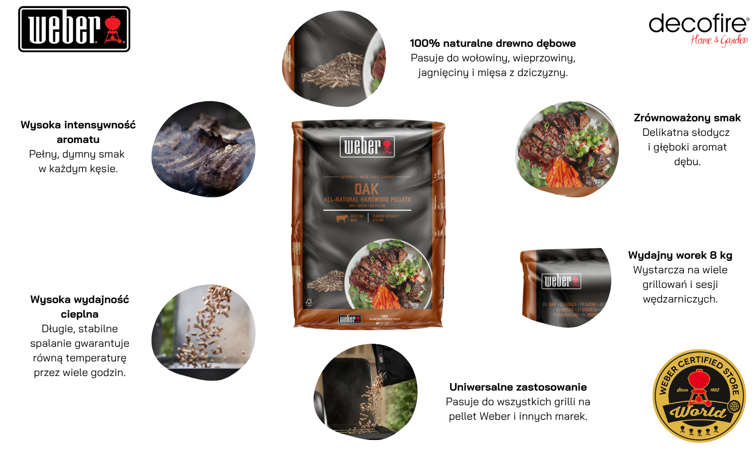 Pellet z naturalnego drewna dębowego 8 kg Weber