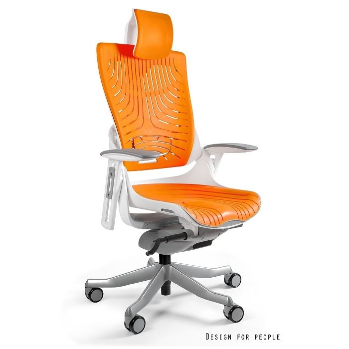 UNIQUE Fotel biurowy WAU 2 biały / mango elastomer (W-709-W-TPE12) 