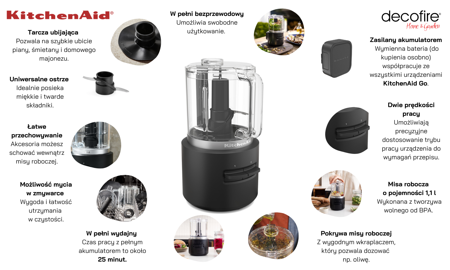 Mini malakser na akumulator KitchenAid Go (5KFCR500BM)