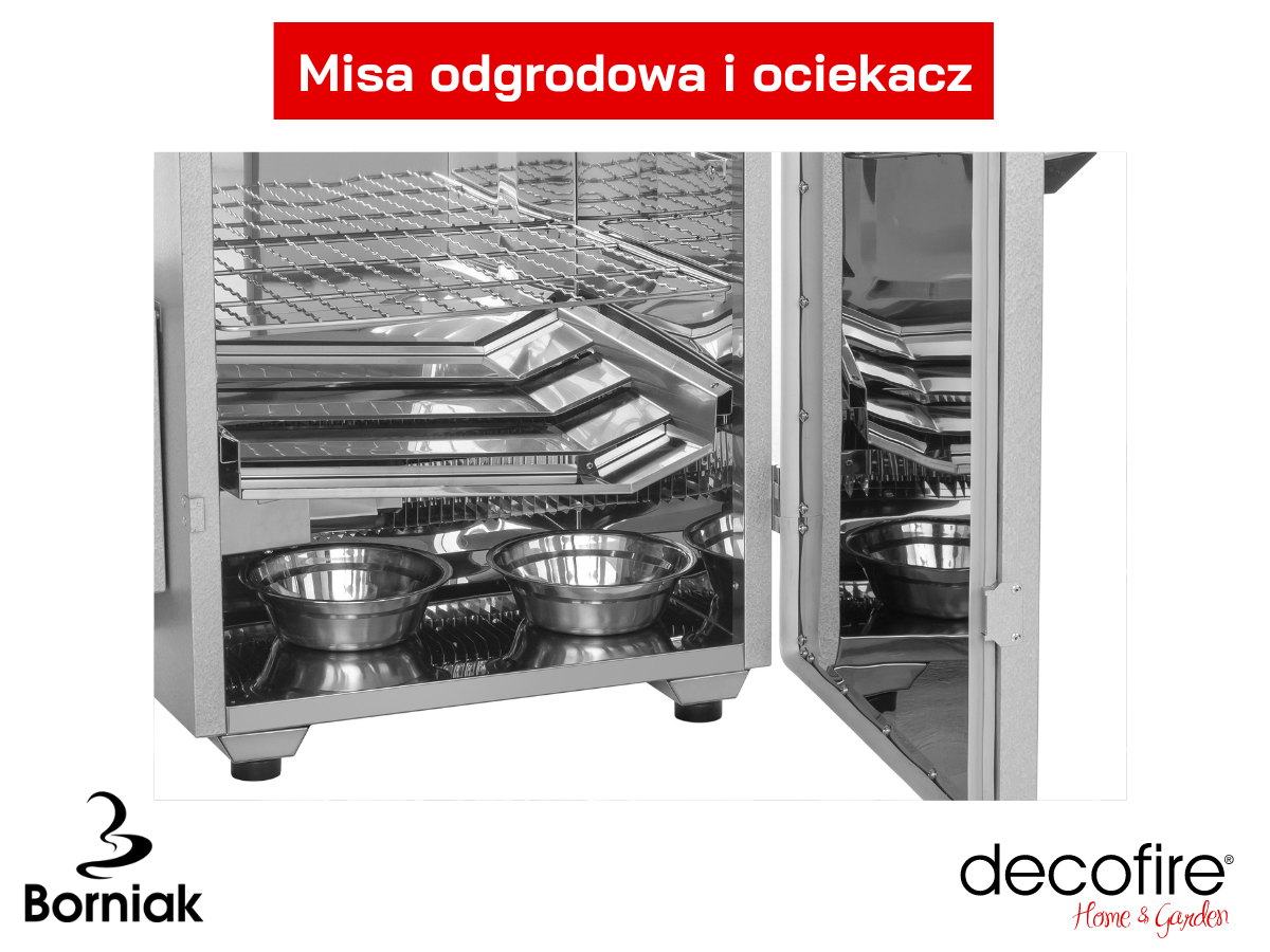 Misa ogrodowa i miseczki w wędzarni Borniak Timer UWDT-70 v1.4