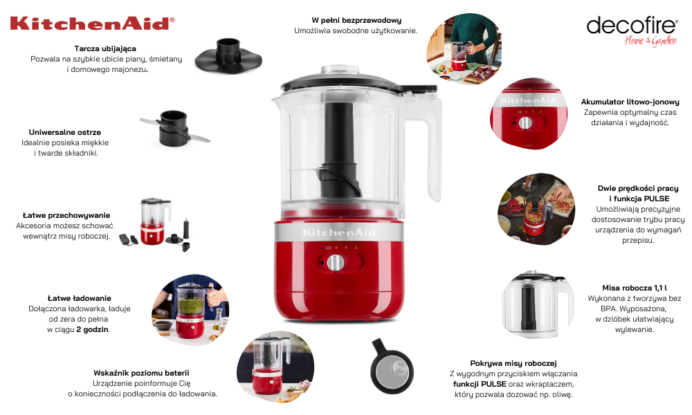 Malakser bezprzewodowy 1,1 l Empire Red KitchenAid (5KFCB519EER)
