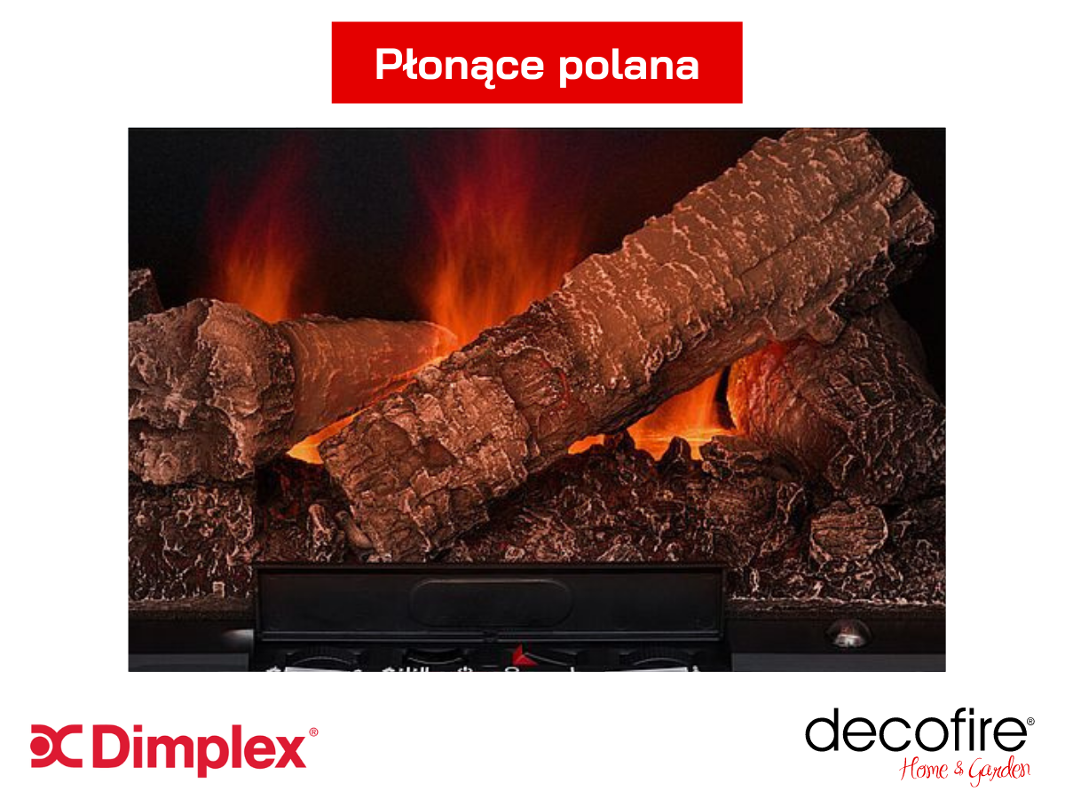 Dekoracja płonące polana w kominku elektrycznym Dimplex