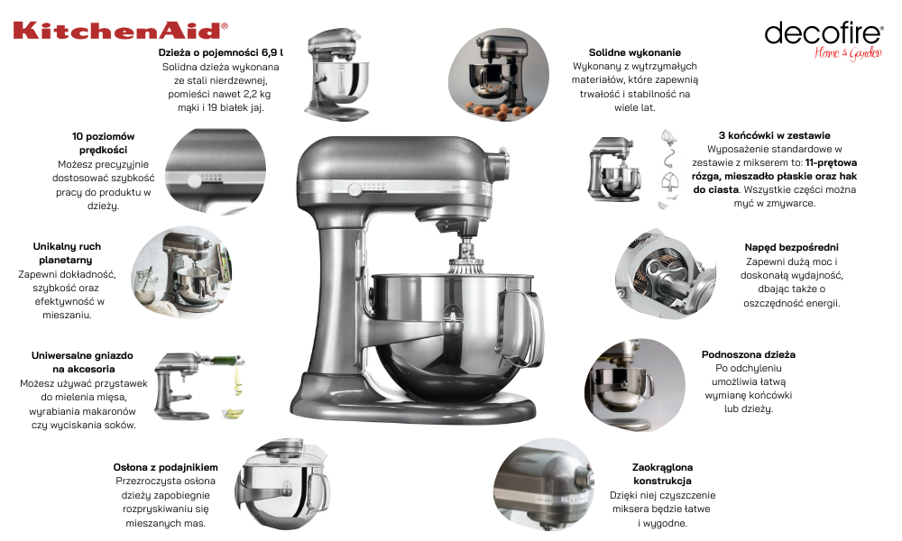 Wyposażenie miksera Artisan 7 Medallion Silver 6,9 l KitchenAid
