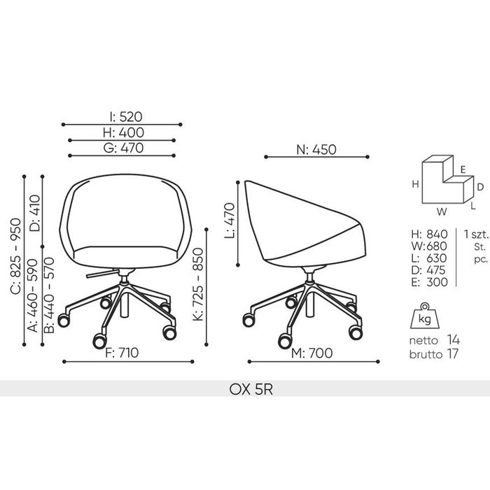 Fotel obrotowy OX:CO OX 5R Bejot