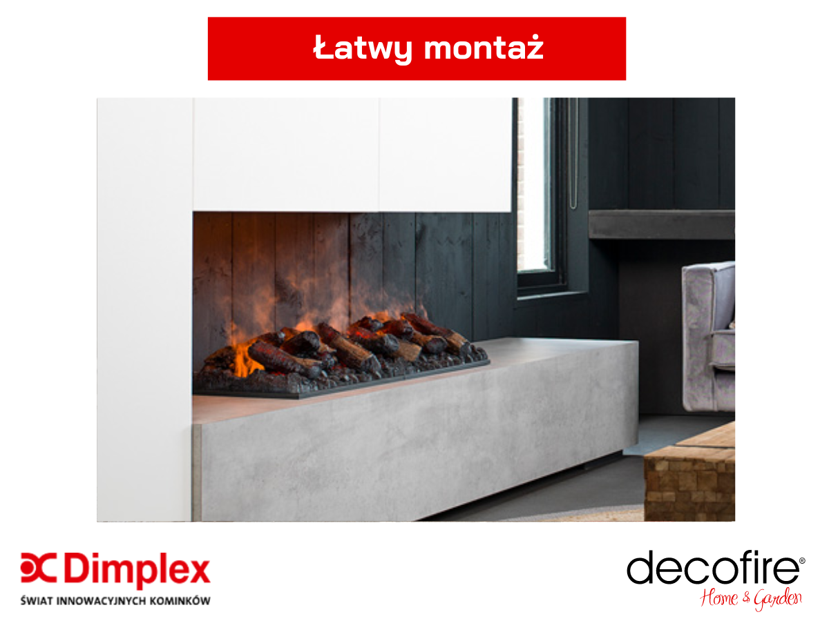 Dimplex kaseta kominkowa z polanami 1000 R 3D LED Opti-myst – łatwy montaż