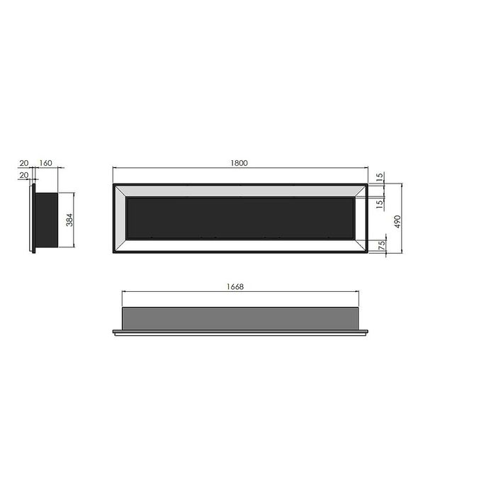 Biokominek wiszący Simple Fire FRAME 1800 czarny mat