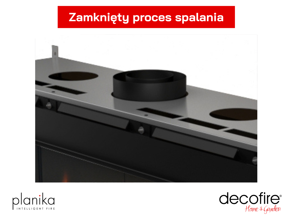 Przyrącze do komina spalinowo-powietrznego w kominku Planika Valentino 1000 LF