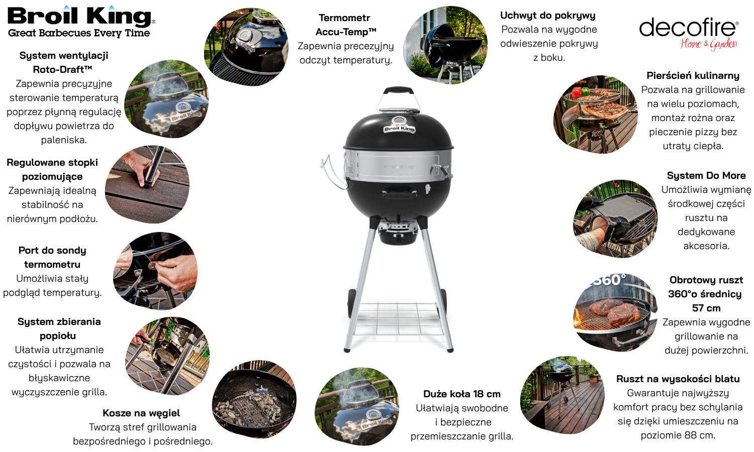 Grill węglowy Crown Kettle 57 cm z pierścieniem Broil King