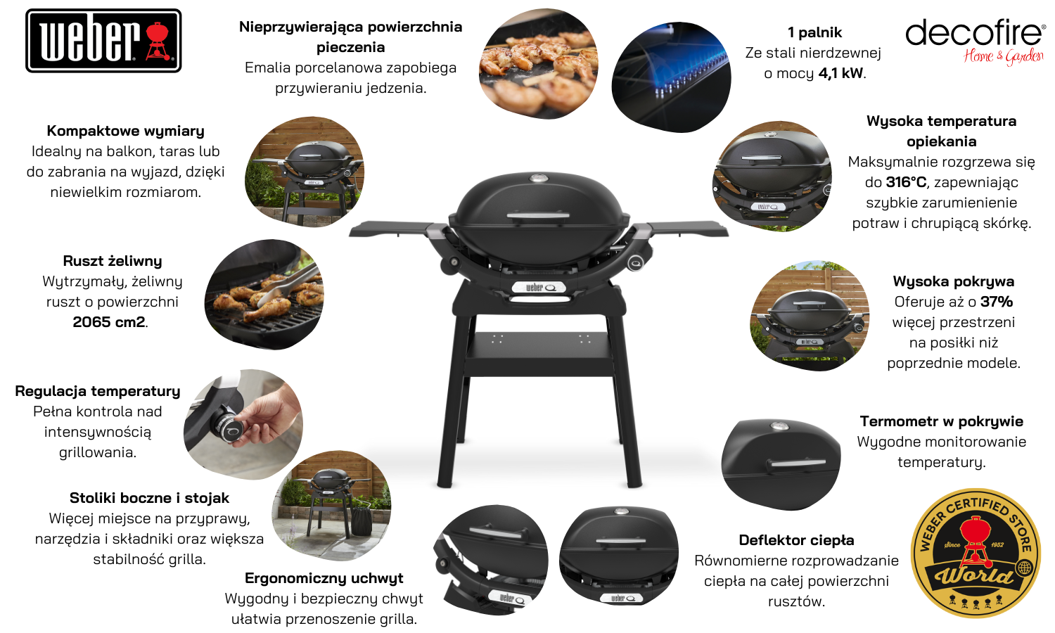 Grill gazowy Weber Q 2200N ze stolikami bocznymi i kompaktowym stojakiem