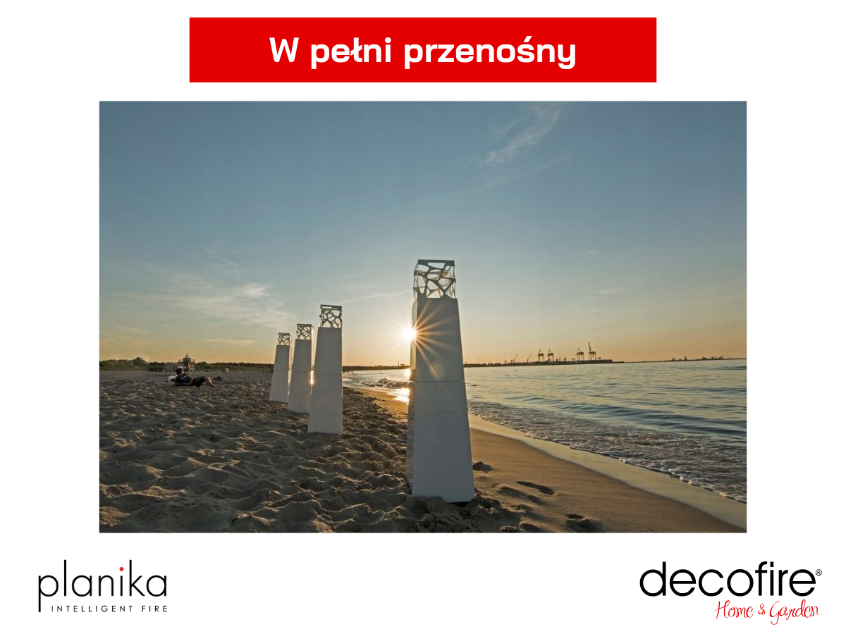 Kominek gazowy wolnostojący Pyramid Grey Planika – w pełni przenośny