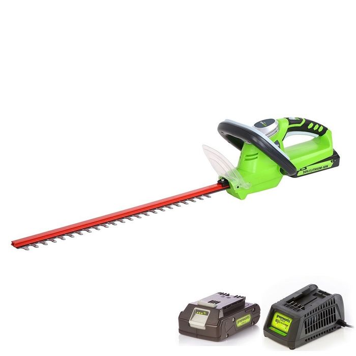 Zestaw GreenWorks Akumulatorowe Nożyce do żywopłotu 54 cm 24V + Bateria 2Ah + Ładowarka (2200007VA)