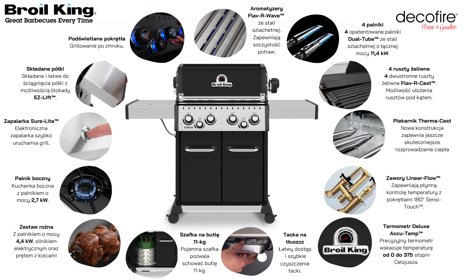  Grill gazowy Broil King Baron 490 główne funkcje