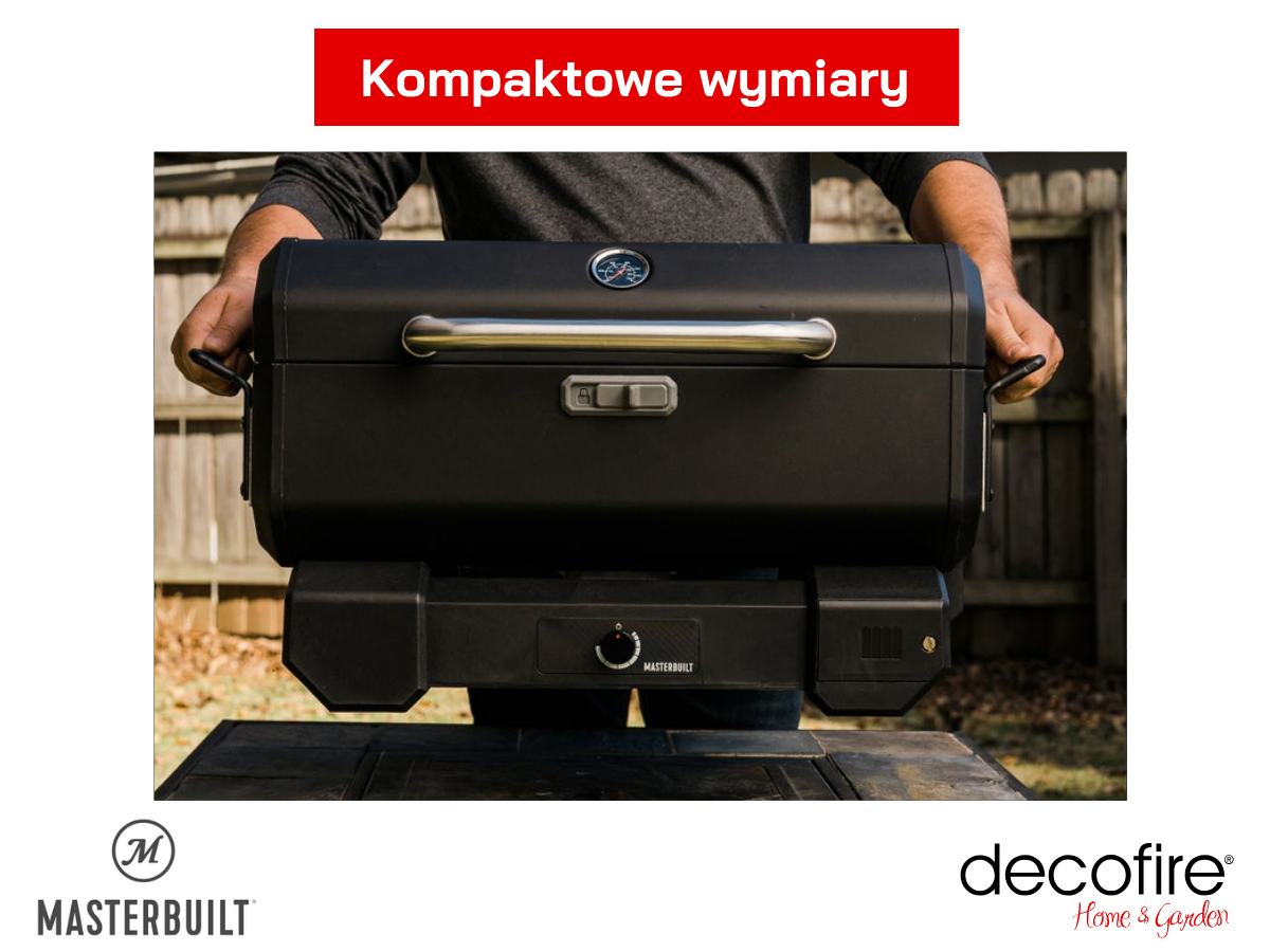 Przenośny grill węglowy i wędzarnia z wózkiem Portable Masterbuilt – kompaktowe wymiary