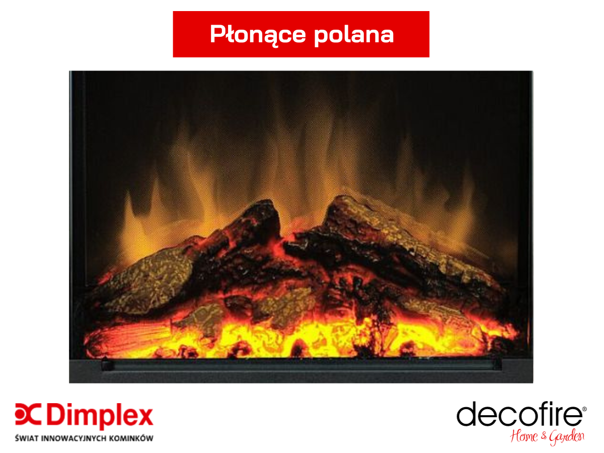 Dekoracja płonące polana w kominku elektrycznym Dimplex Gisella biała ECO LED