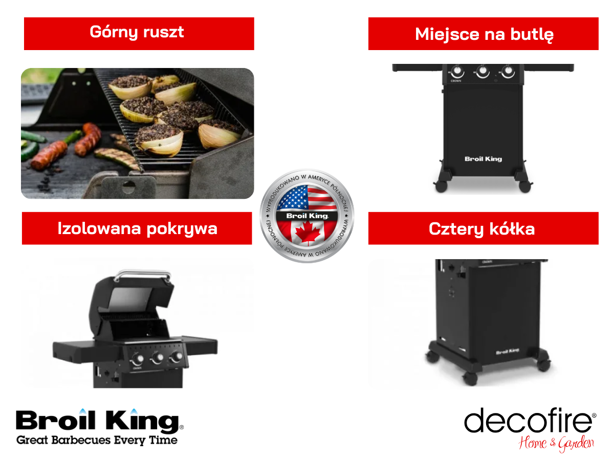 Dodatkowe cechy grilla gazowego Broil King Crown 310 Shadow