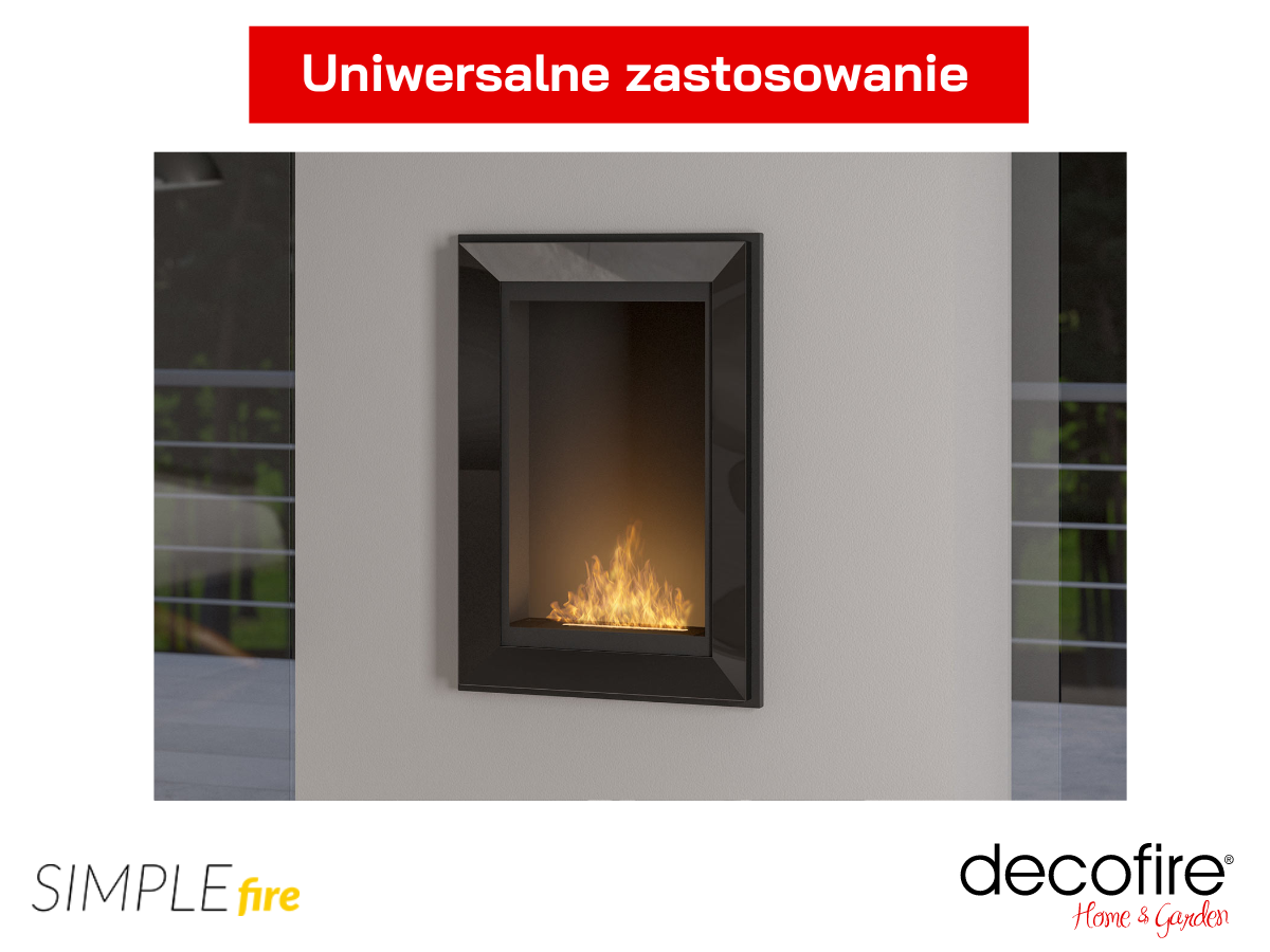 Czarny biokominek Simple Fire FRAME 550 wiszący na ścianie