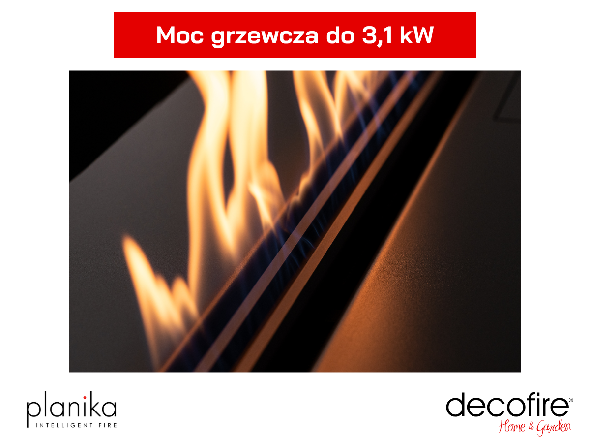 Biokominek Planika FLA 4 / FLA 4+ 1490 mm z adaptacyjną ramą ze szklanymi panelami