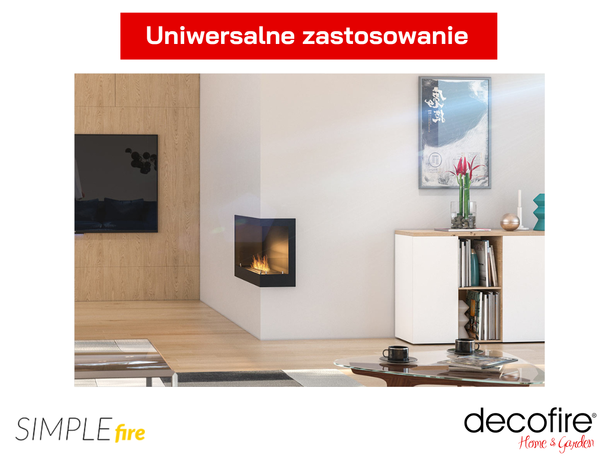Biokominek Simple FIre CORNER 900R w narożniku ściany