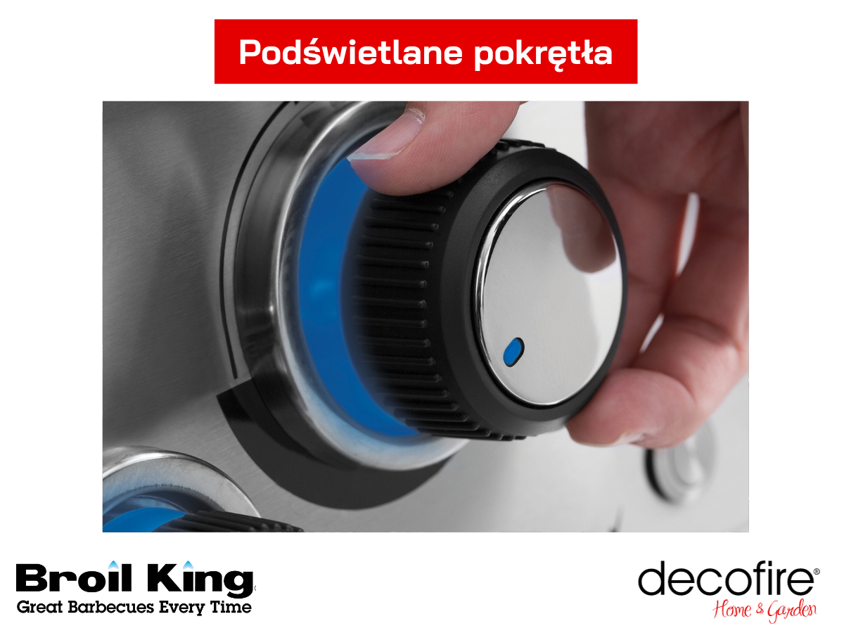 Podświetlane pokrętła w grillach gazowych Broil King