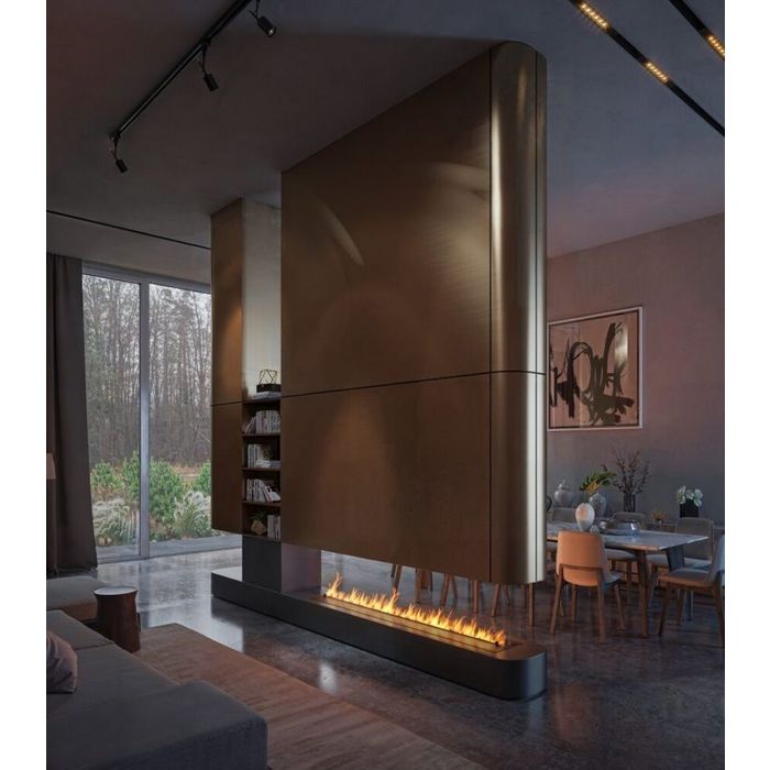 Biokominek do zabudowy Infire Etronic Burner 2000 w salonie