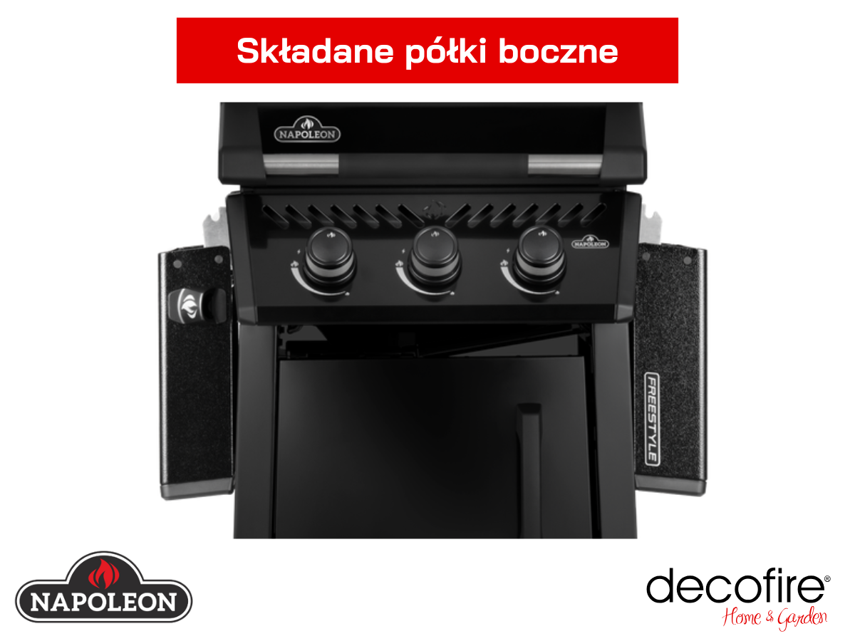 Grill gazowy Napoleon Freestyle 365 czarny ze składanymi półkami bocznymi