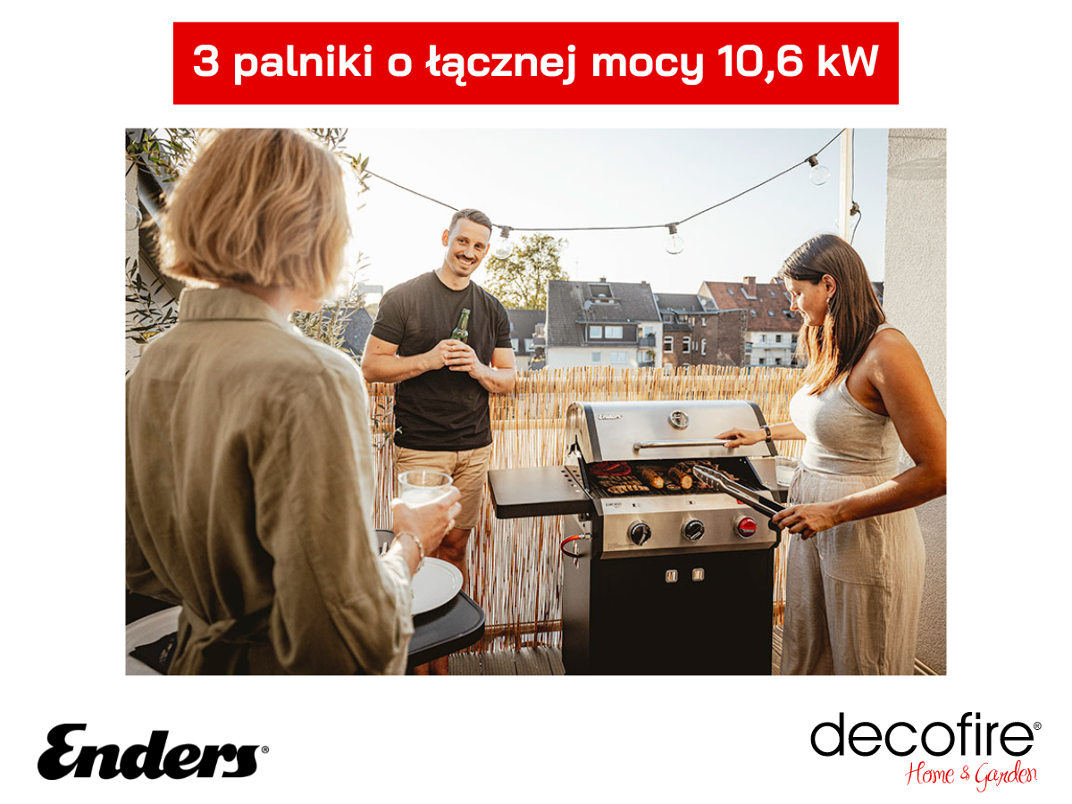 3 palniki o łącznej mocy 10,6 kW