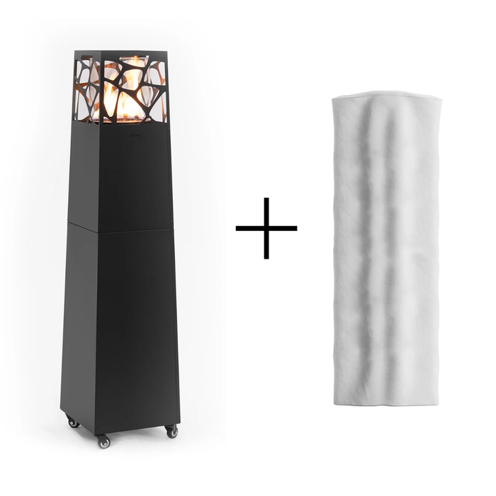 Kominek gazowy wolnostojący Pyramid Black Planika + pokrowiec