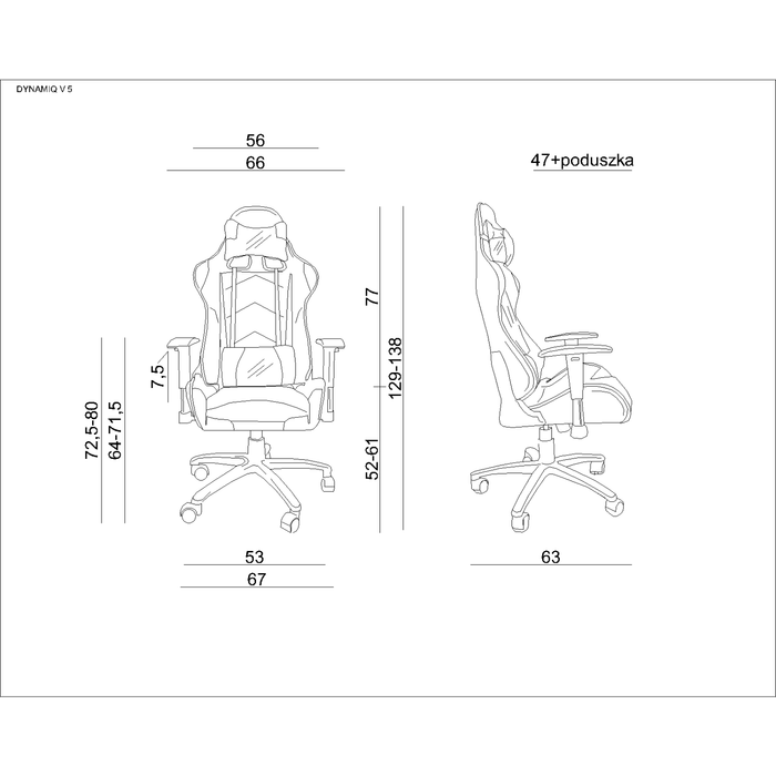 UNIQUE Fotel gamingowy DYNAMIQ V5 (Y-2689)