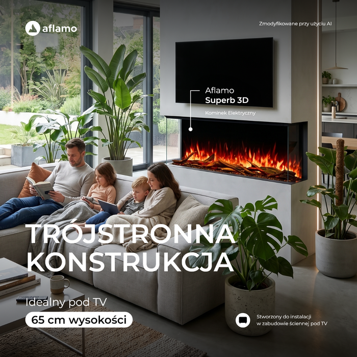 Aflamo kominek elektryczny Superb 3D ścienny, do zabudowy