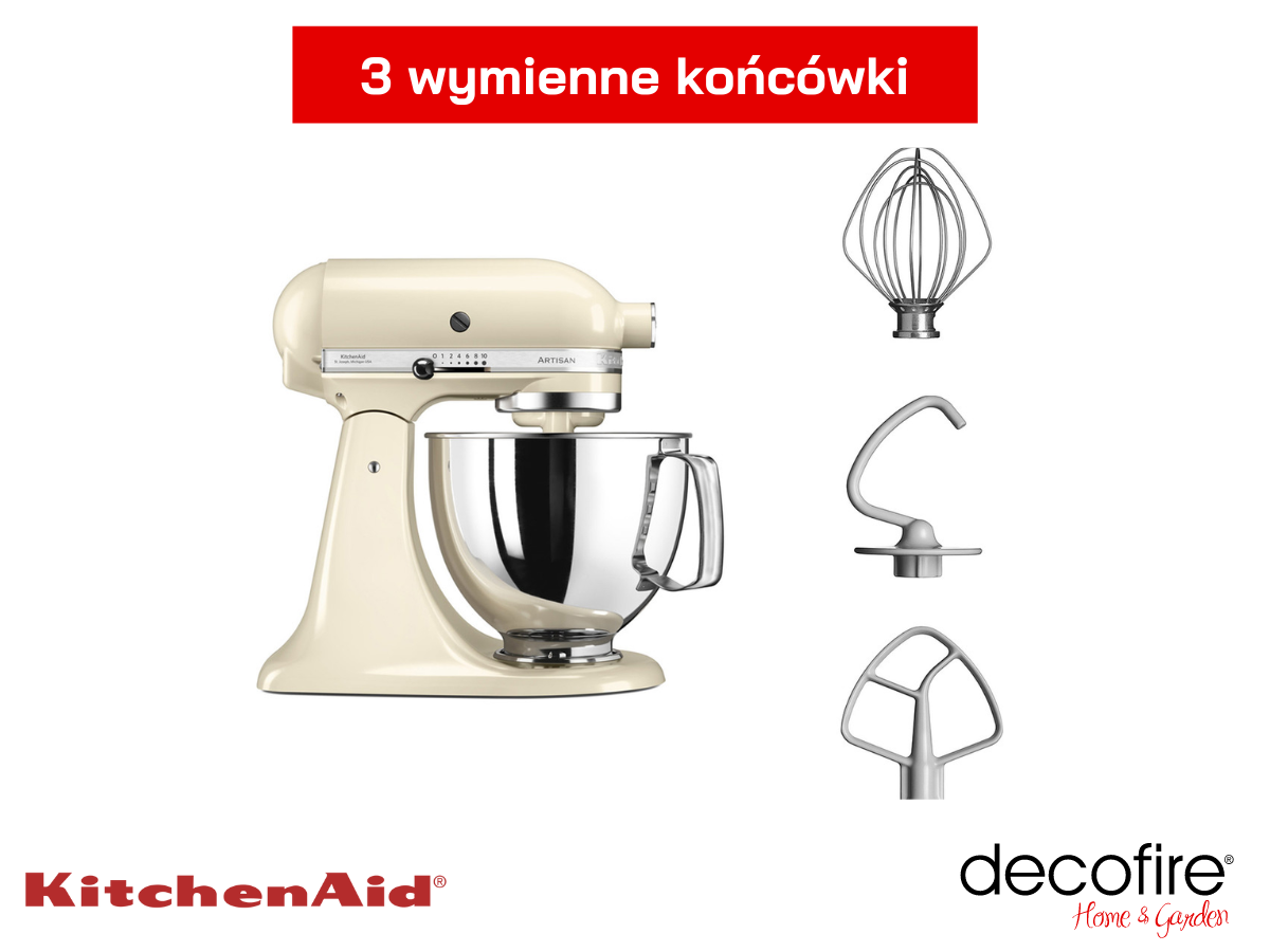 Mikser Artisan 5 Almond Cream 4,8 l KitchenAid KitchenAid z 3 wymiennymi końcówkami