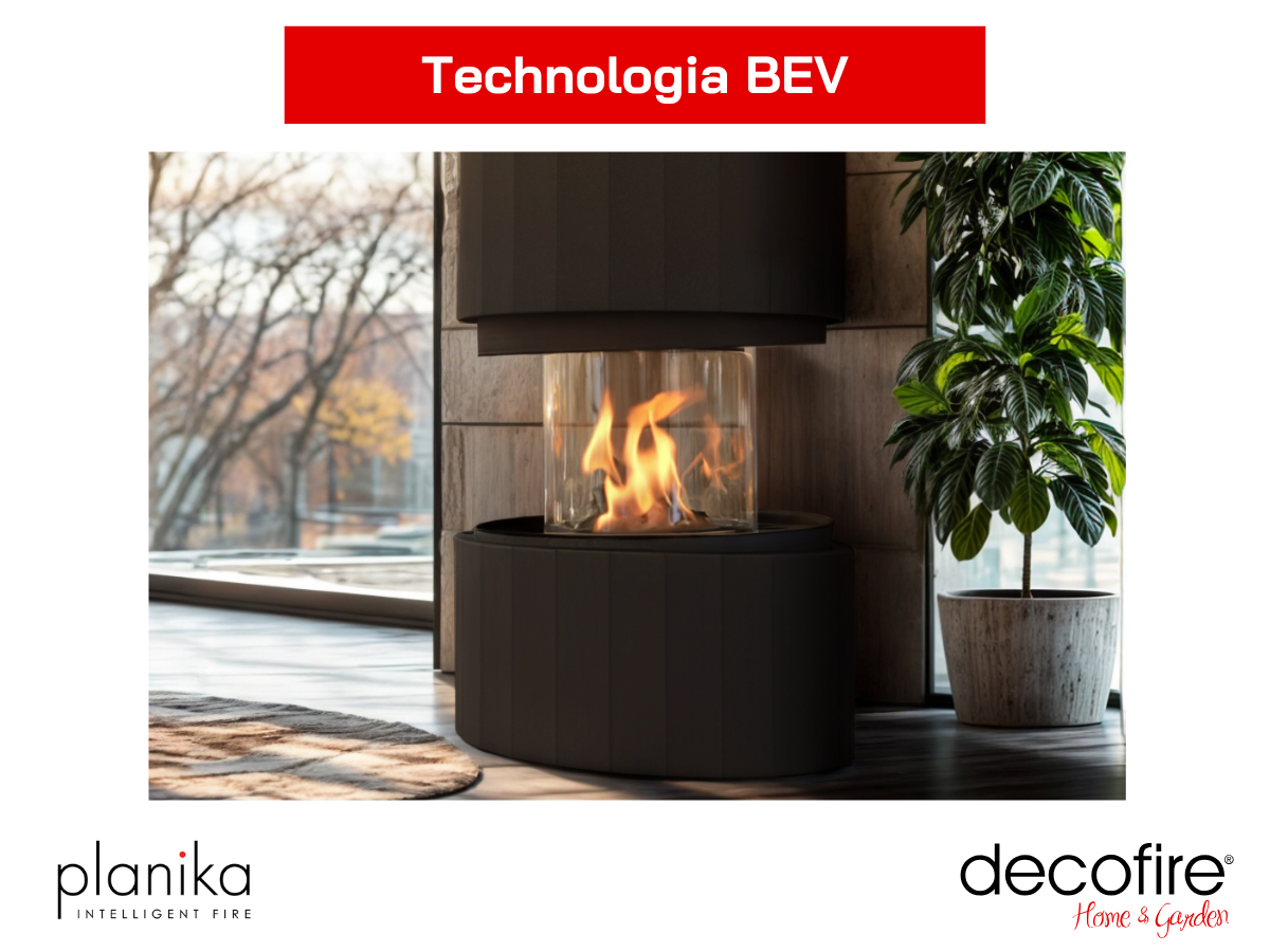 Biokominek Pillar Planika – technologia BEV