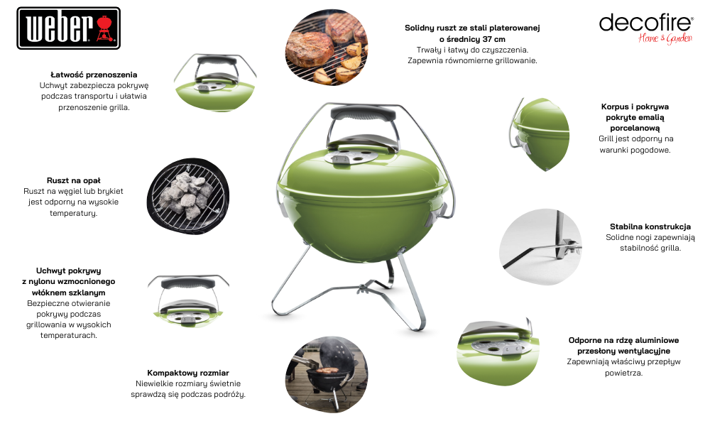 Grill węglowy przenośny Weber Smokey Joe Premium 37 cm szałwiowy