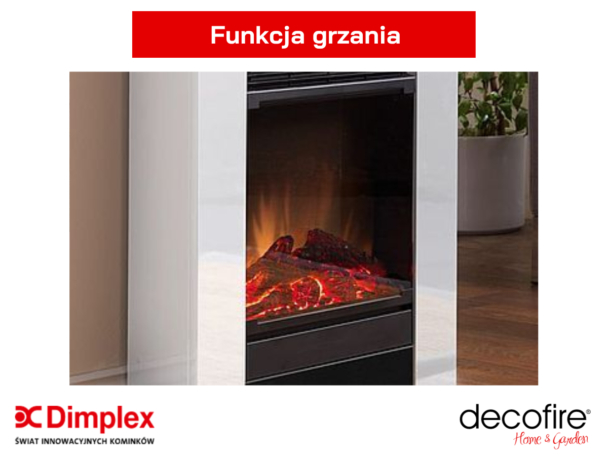 Dimplex kominek elektryczny Gisella biała ECO LED – funkcja grzewcza
