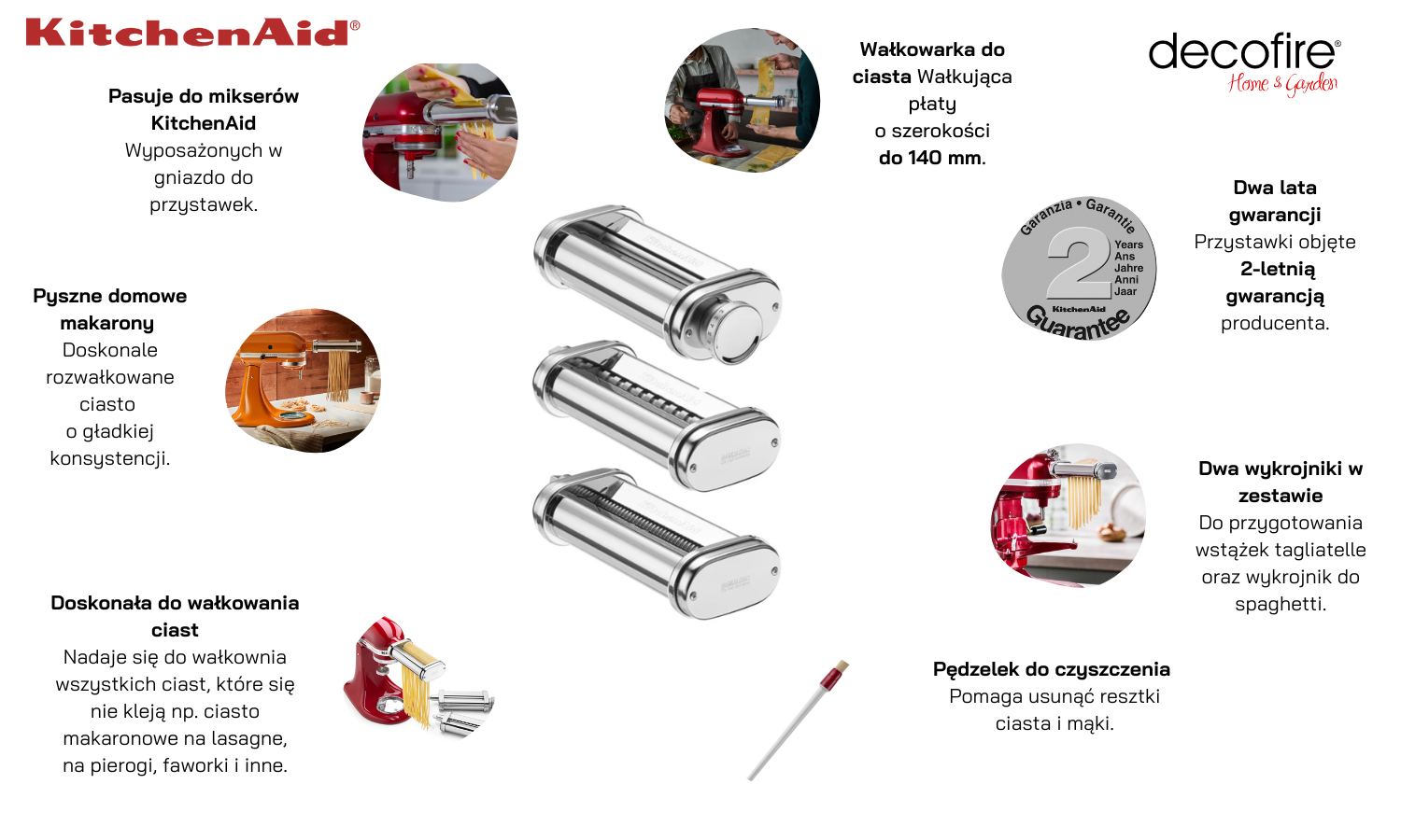 Wałkowarka + 2 wykrojniki KitchenAid (5KSMPRA)