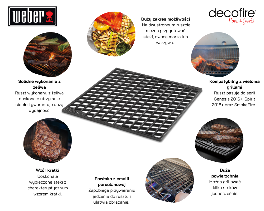 Dwustronny ruszt do opiekania Weber CRAFTED główne cechy