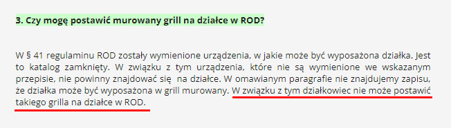 Grill murowany na działce ROD