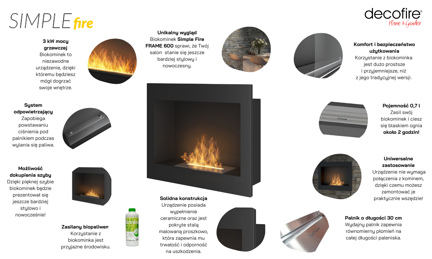 Biokominek wiszący Simple Fire FRAME 600