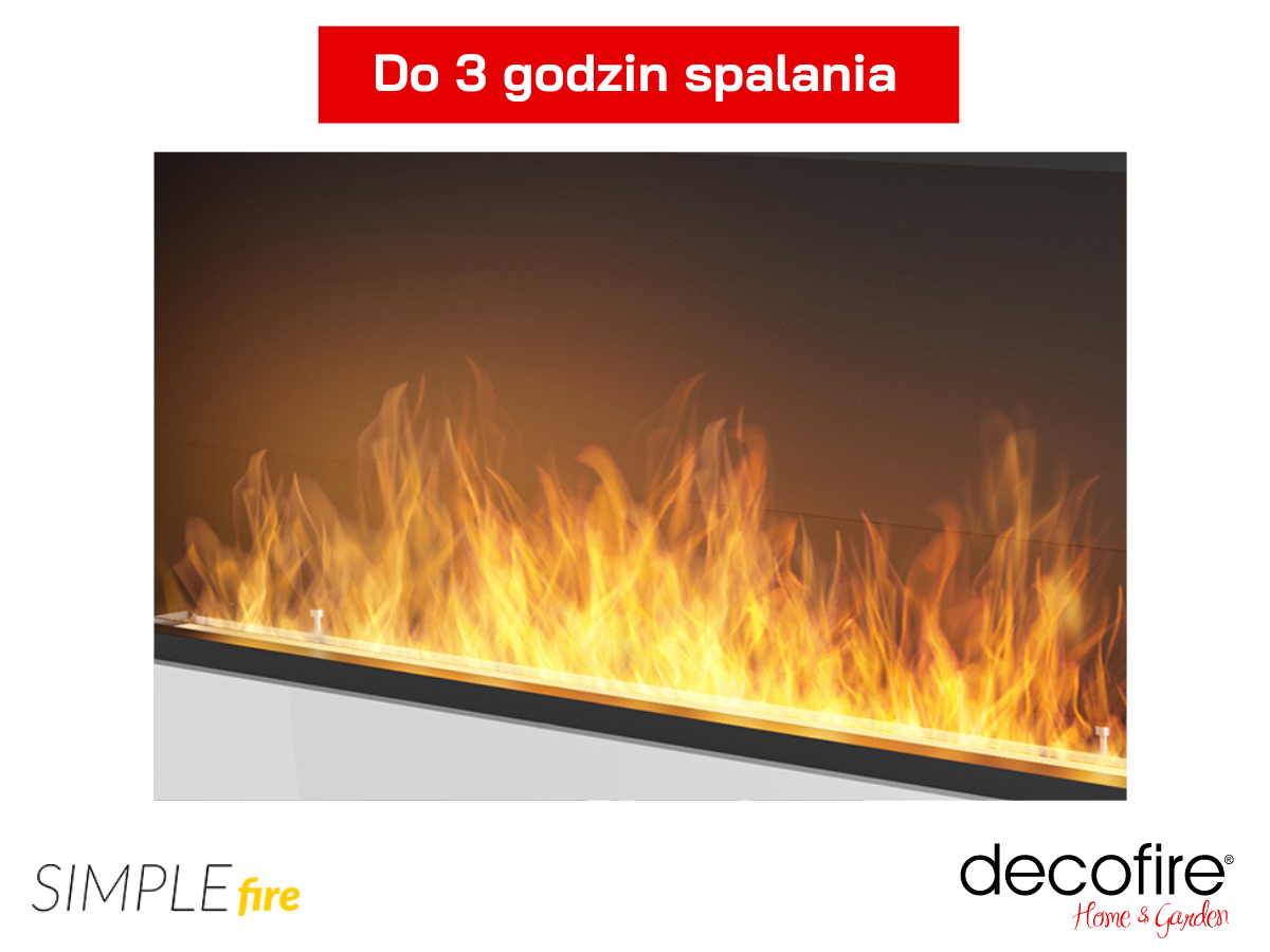 Ogień przez 3 godziny w biokominku Simple Fire FRAME 1200