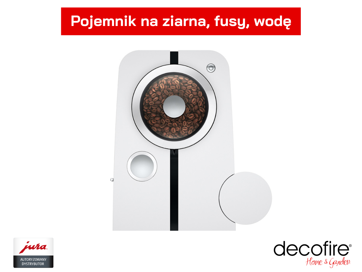 Pojemniki na ziarna i fusy w ekspresie do kawy Jura ENA 8 Full Nordic White