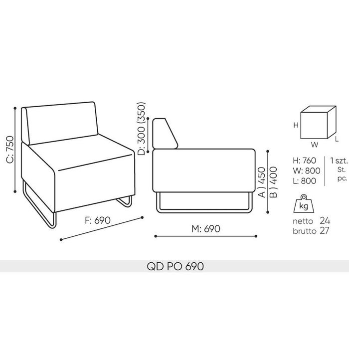 Pufa QUADRA QD PO690 Bejot