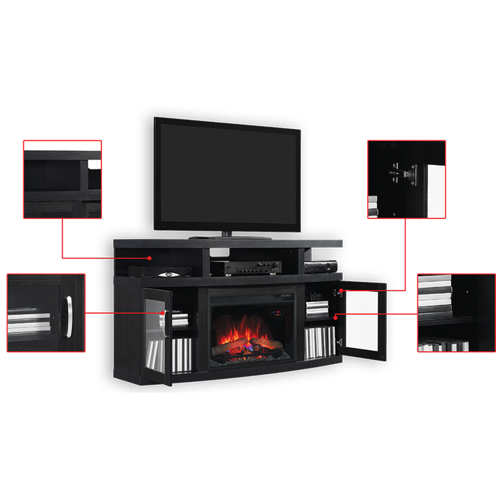 Classic Flame kominek elektryczny Cantilever Czarny Dąb