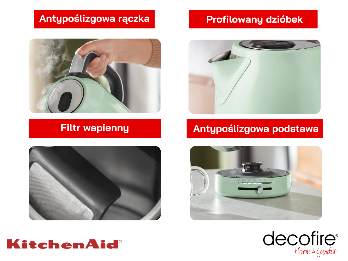 Dodatkowe udogodnienia w czajniku Pistachio 1,7 l KitchenAid