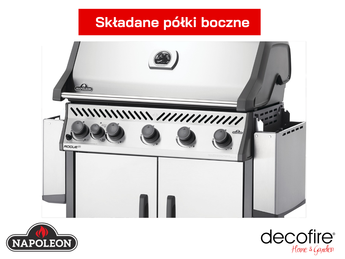 Grill gazowy Napoleon Rogue XT 625 SIB Stainless Steel ze skłądanymi półkami