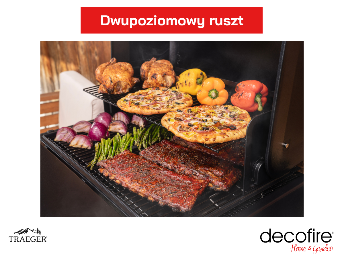 Dwupoziomowy ruszt ze stali pokrytej emalią porcelanową - 3 niezależne strefy grillowania